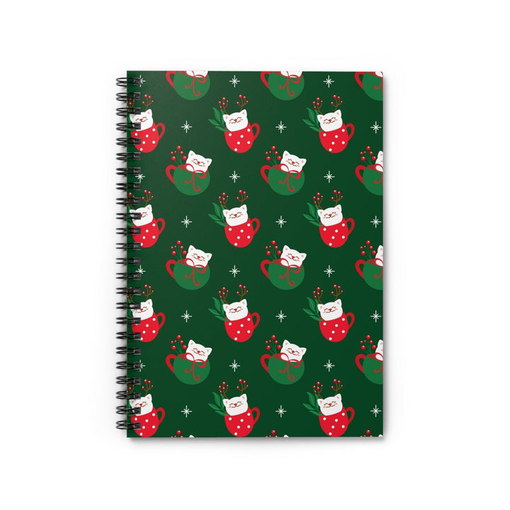Cat Christmas Cup Spiral Notebook - Happy Little Kitty