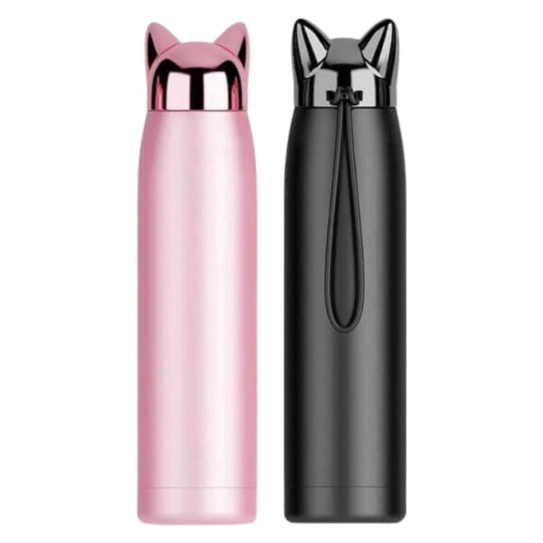 Cat Ear Stainless Steel Travel Bottle- Pink - Happy Little Kitty