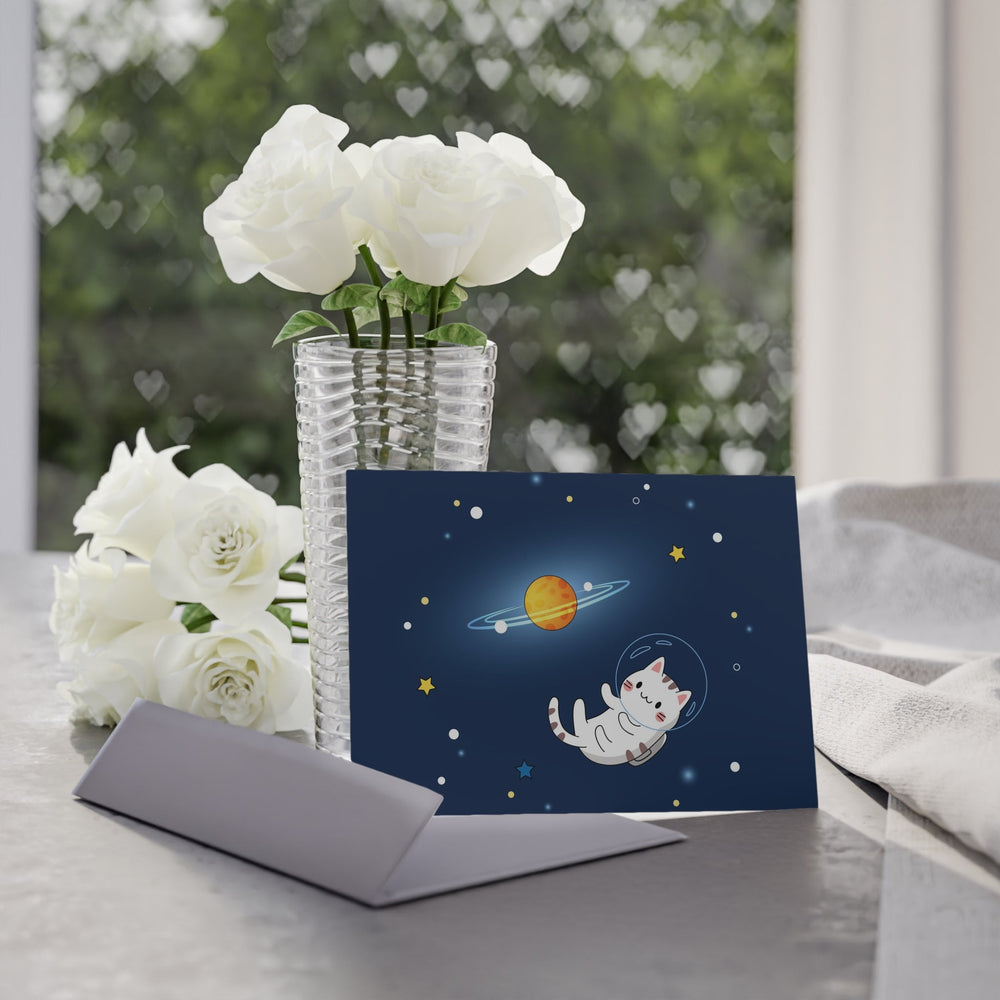 Cat in Space Greeting Card - Happy Little Kitty
