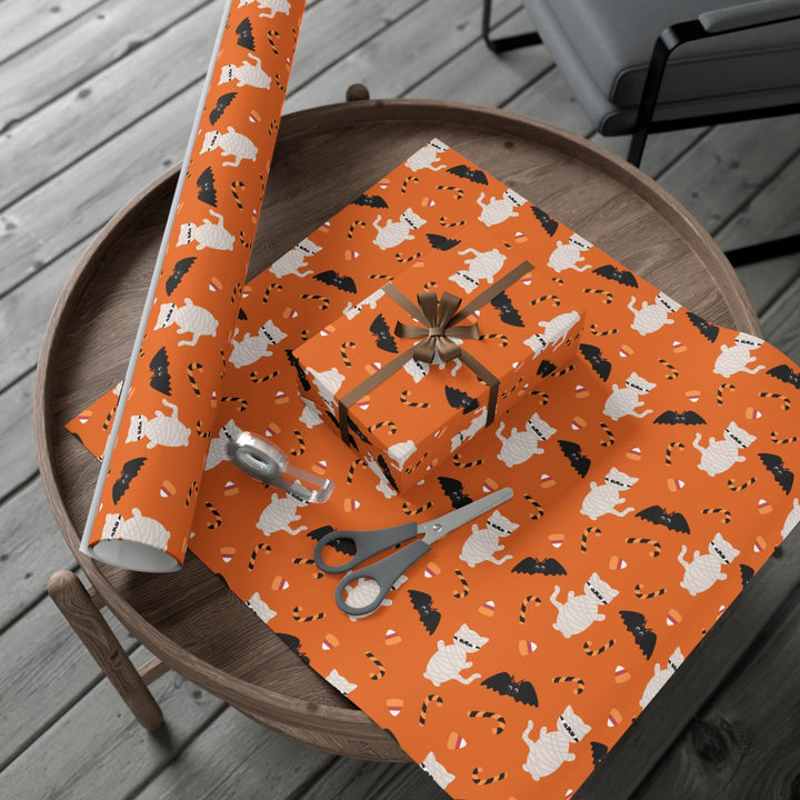 Cat Mummy and Bats Gift Wrap - Happy Little Kitty