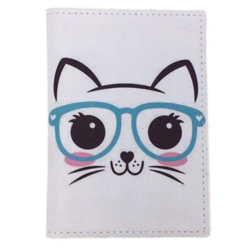 Cat with Glasses Passport Cover - Happy Little Kitty
