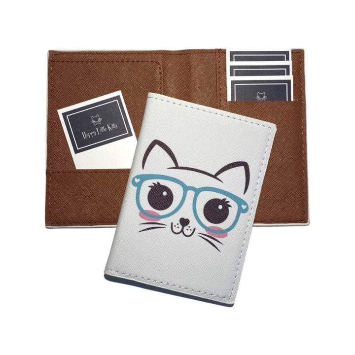 Cat with Glasses Passport Cover - Happy Little Kitty
