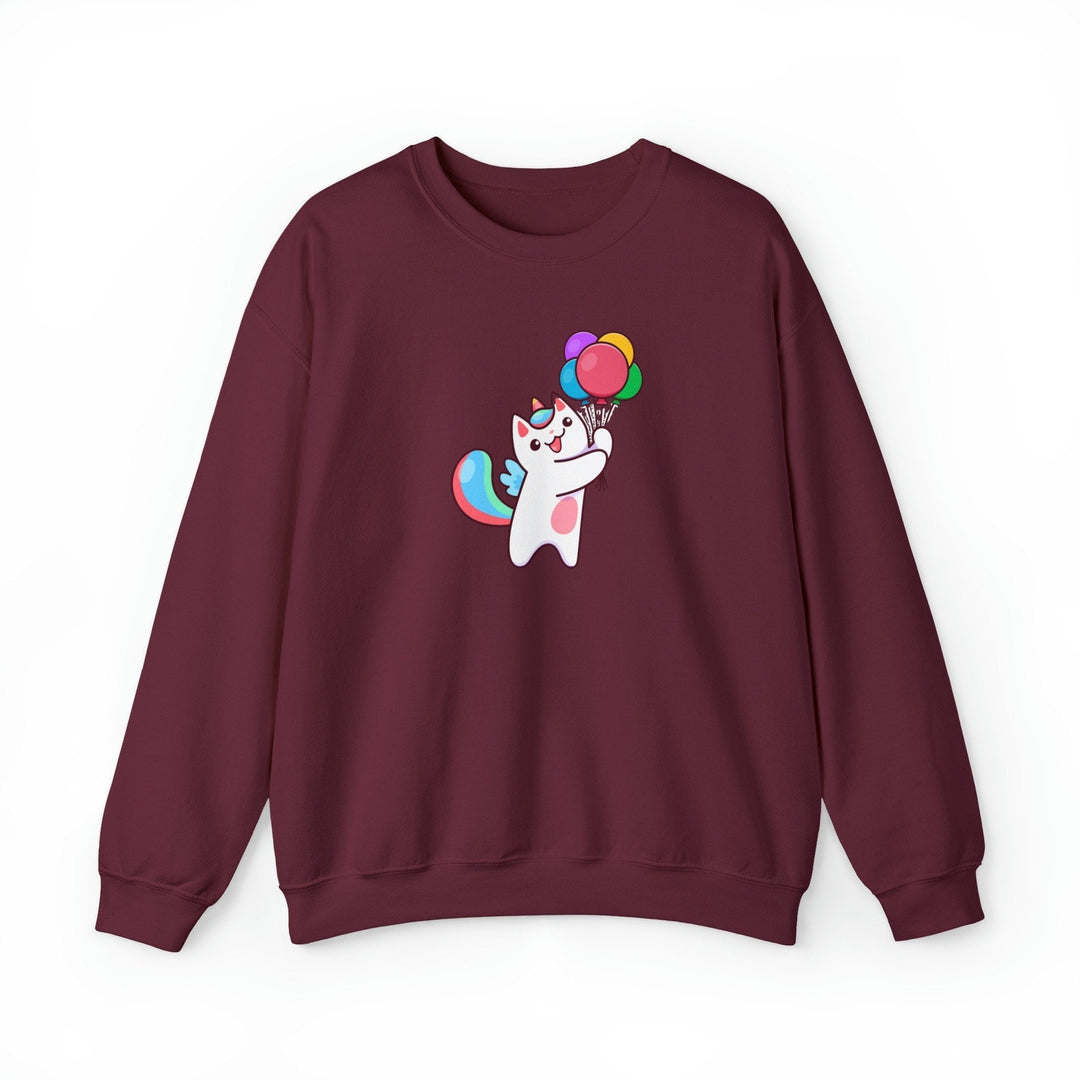 Caticorn and Balloons Crewneck Sweatshirt - Happy Little Kitty