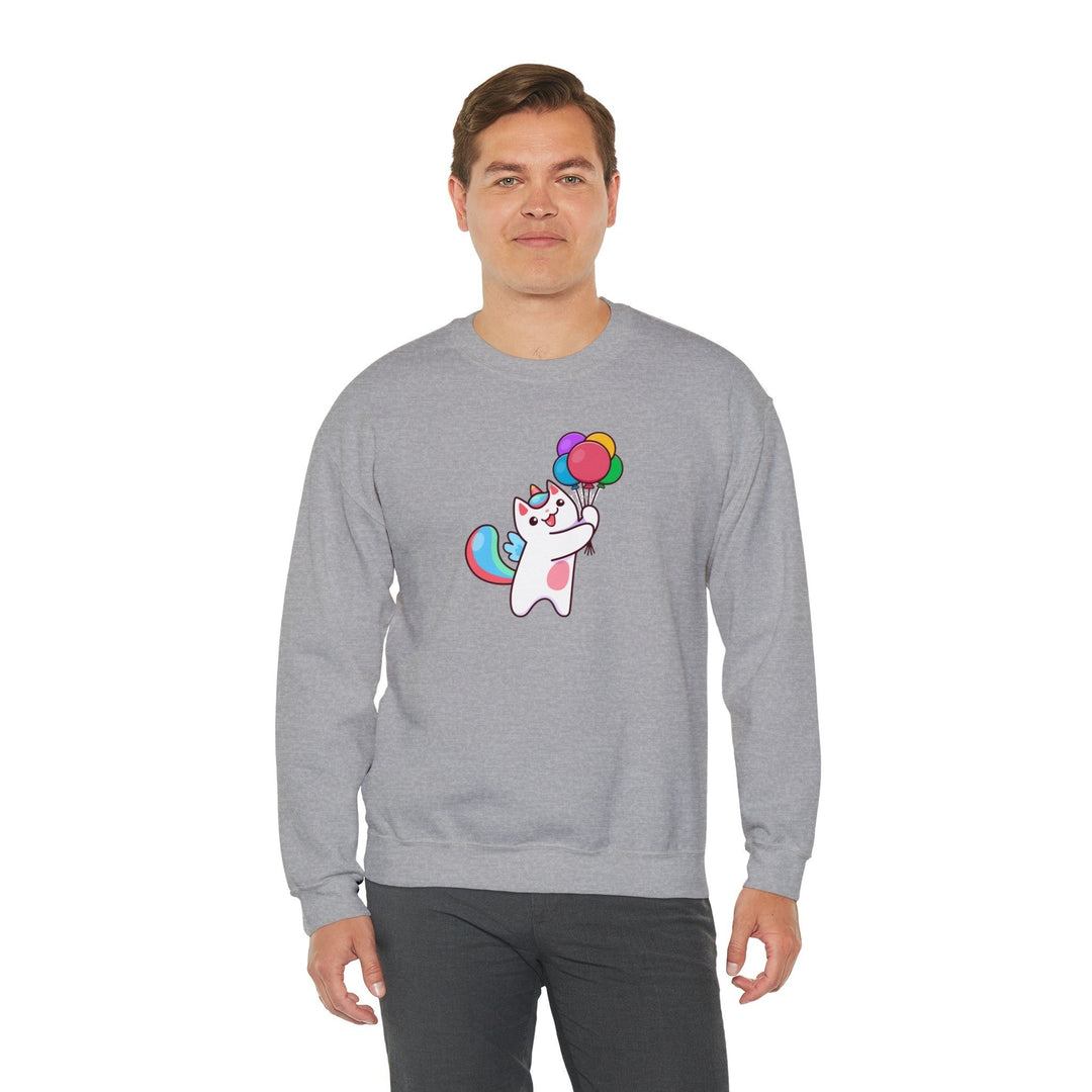 Caticorn and Balloons Crewneck Sweatshirt - Happy Little Kitty