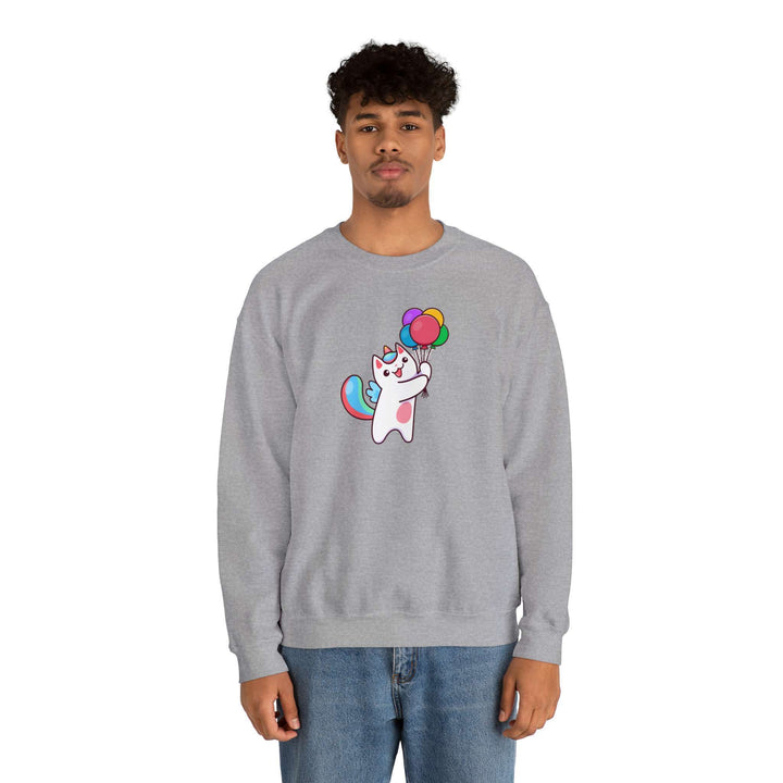 Caticorn and Balloons Crewneck Sweatshirt - Happy Little Kitty