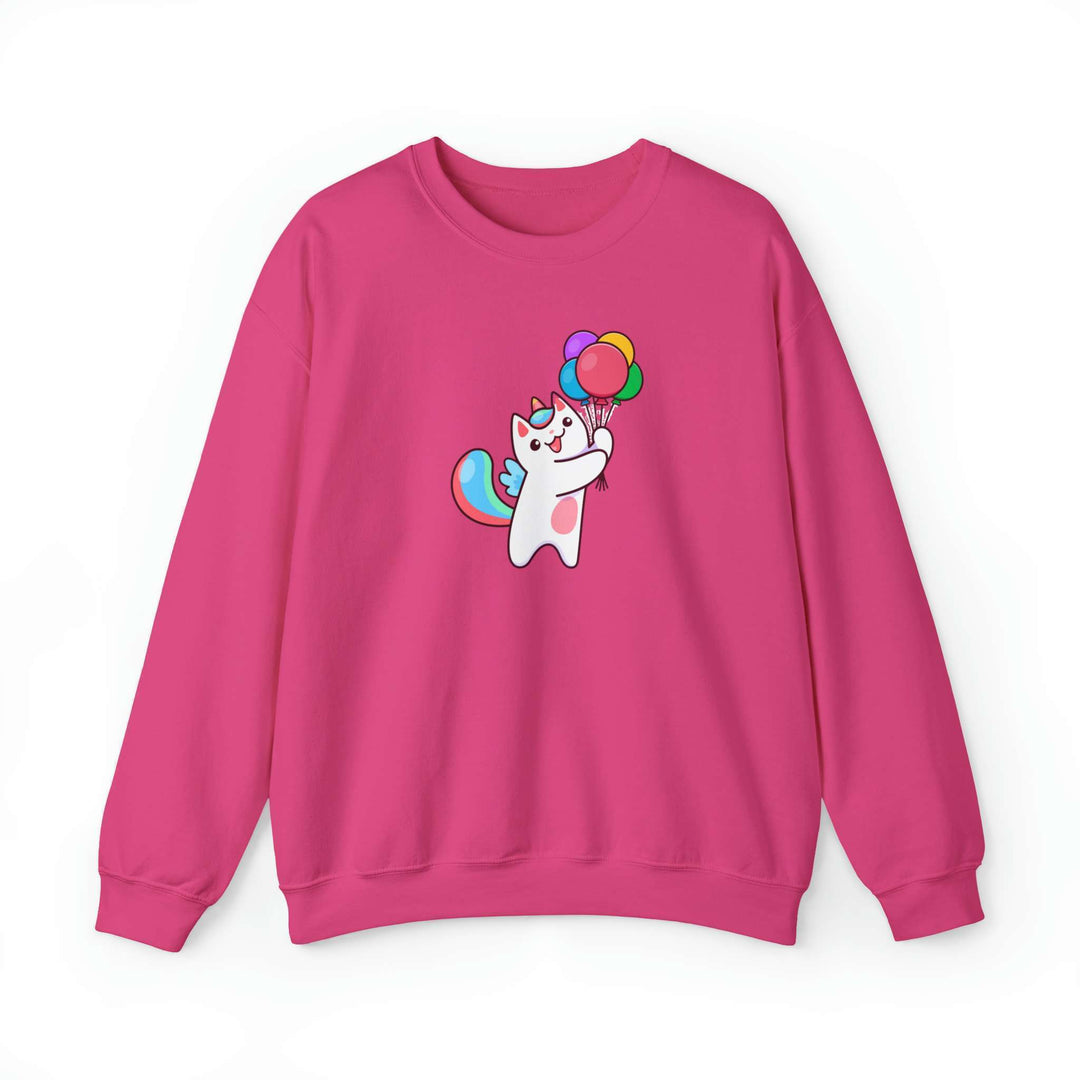 Caticorn and Balloons Crewneck Sweatshirt - Happy Little Kitty