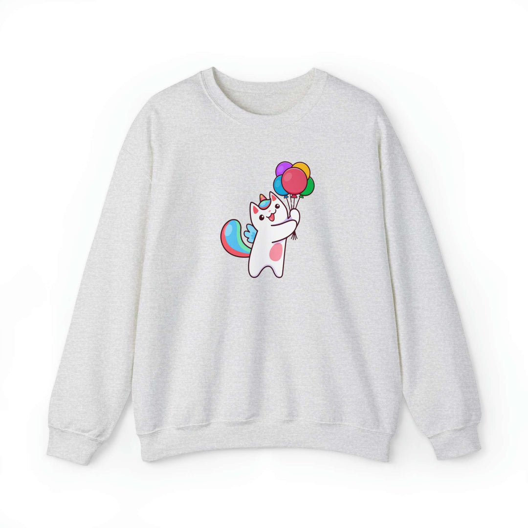 Caticorn and Balloons Crewneck Sweatshirt - Happy Little Kitty