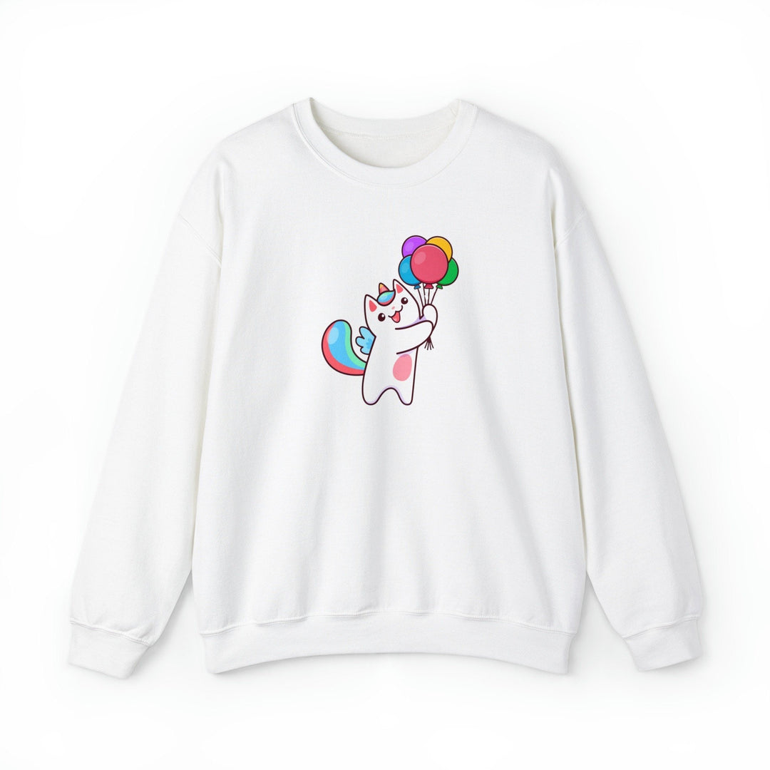 Caticorn and Balloons Crewneck Sweatshirt - Happy Little Kitty