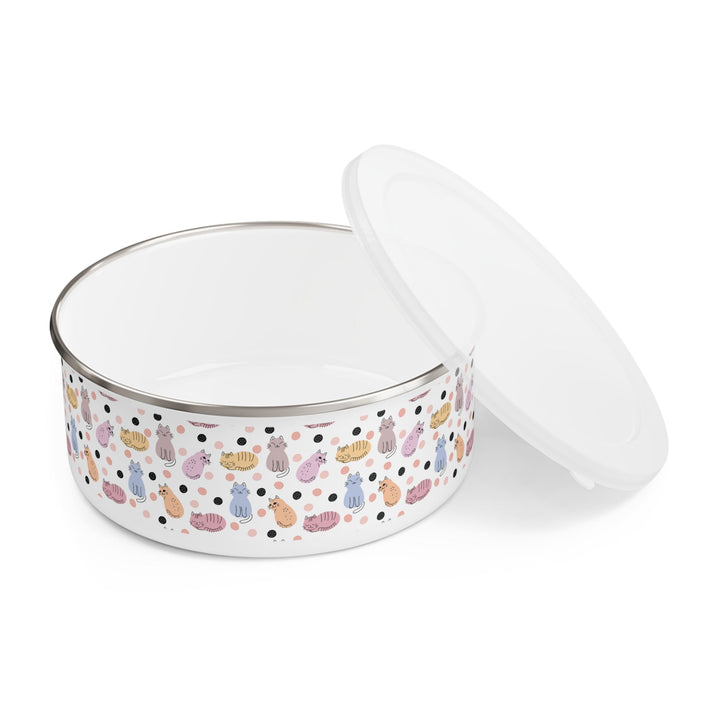 Cats and Dots Enamel Bowl - Happy Little Kitty