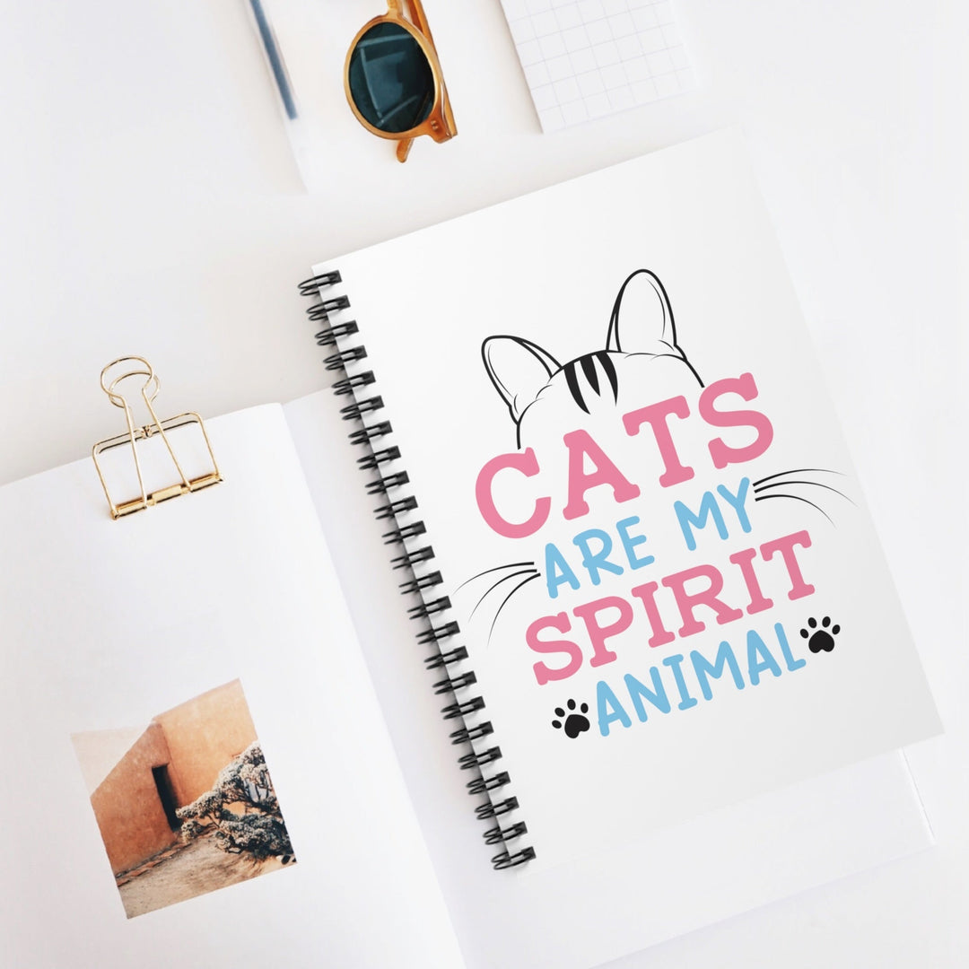 Cats Are My Spirit Animal Spiral Notebook - Happy Little Kitty