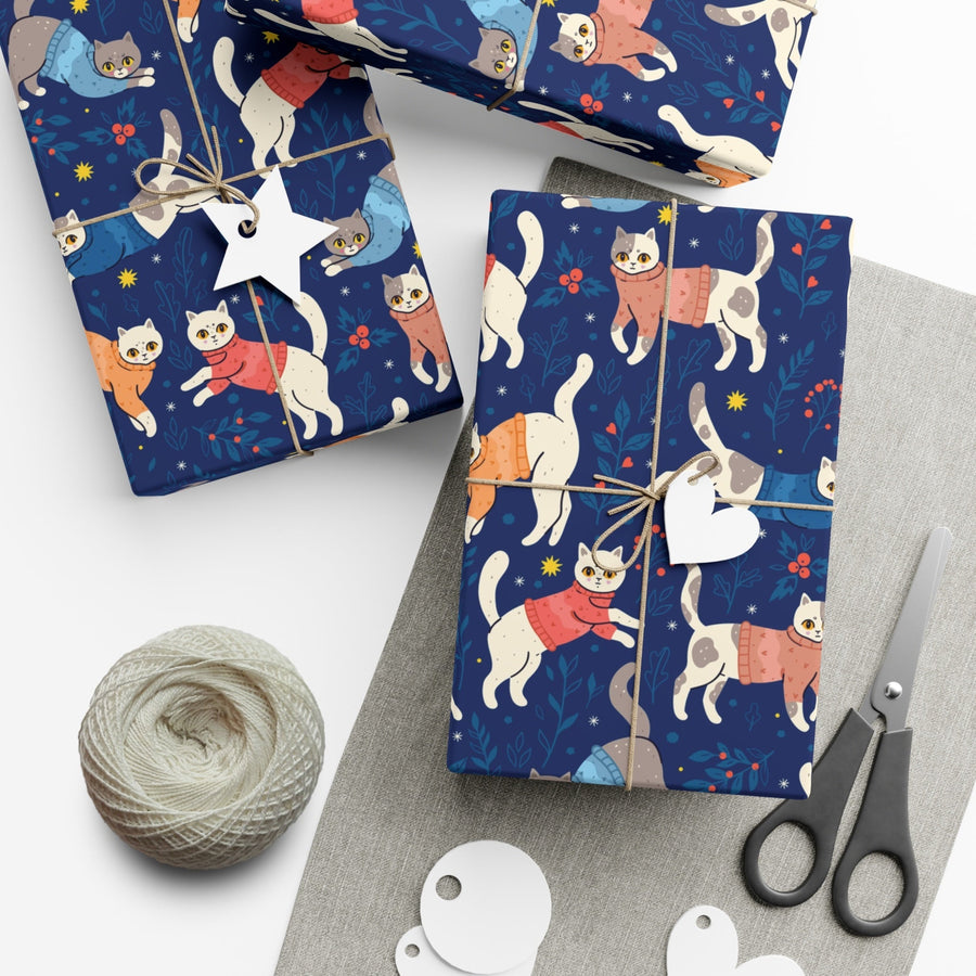 Cats in Sweaters Gift Wrap - Happy Little Kitty