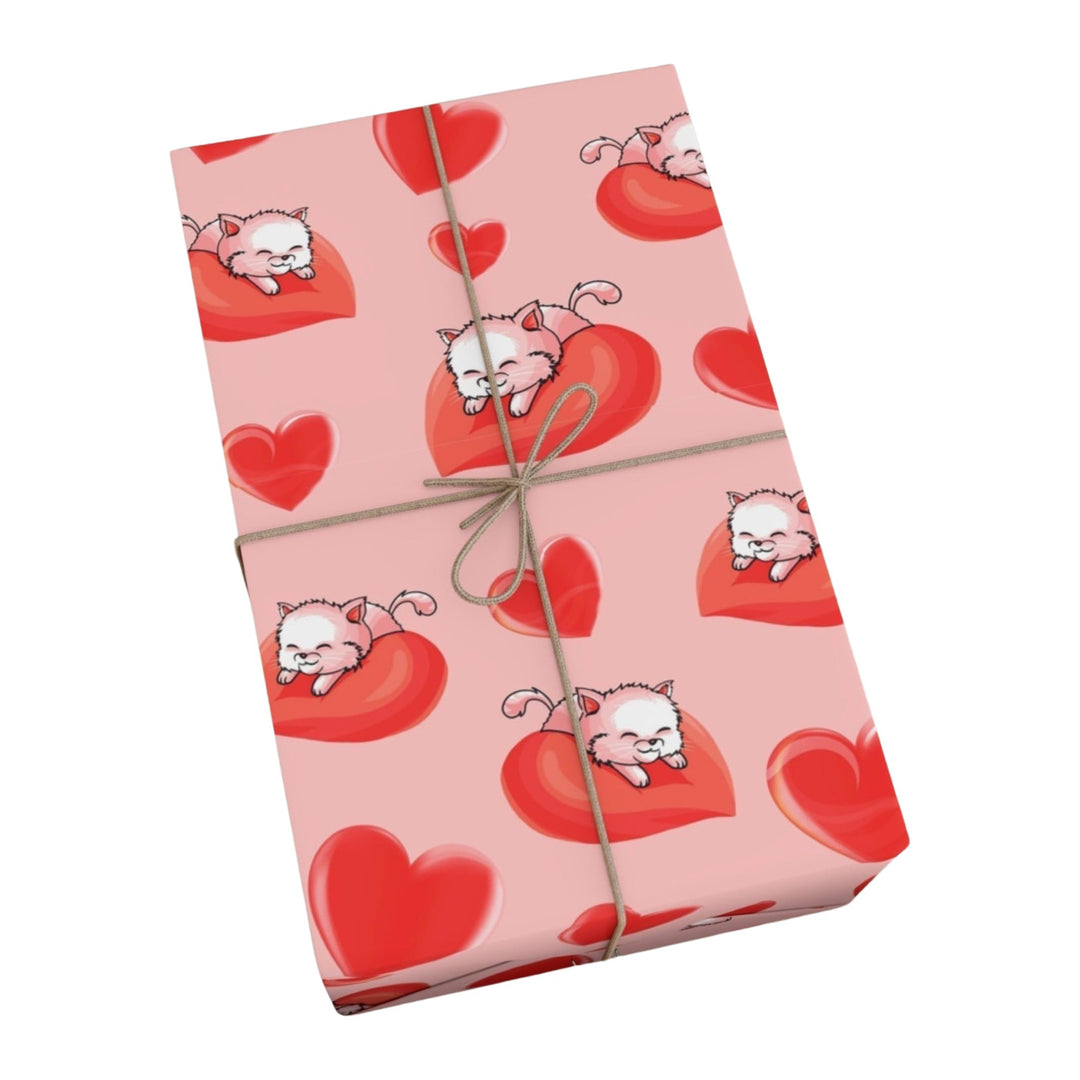 Cats on a Heart Cushion Gift Wrap - Happy Little Kitty