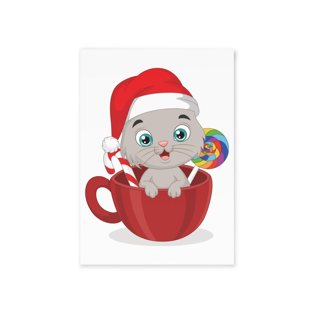 Christmas Cup Kitty Greeting Card - Happy Little Kitty