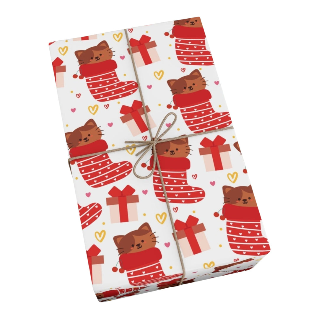 Christmas Stocking Cat Gift Wrap - Happy Little Kitty