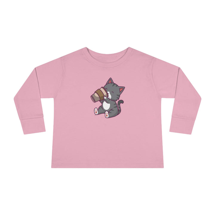 Coffee Kitty Toddler Long Sleeve Tee - Happy Little Kitty