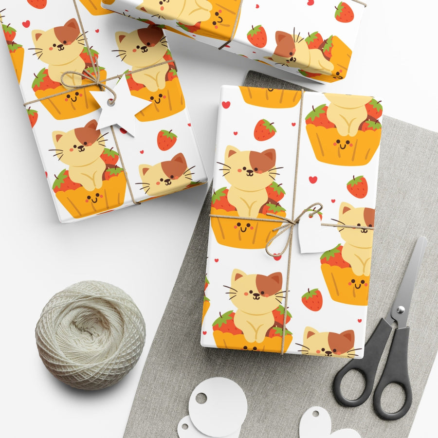 Cupcake Cat Gift Wrap - Happy Little Kitty
