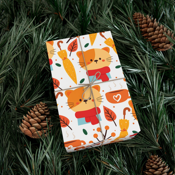 Fall Cat Gift Wrap - Happy Little Kitty