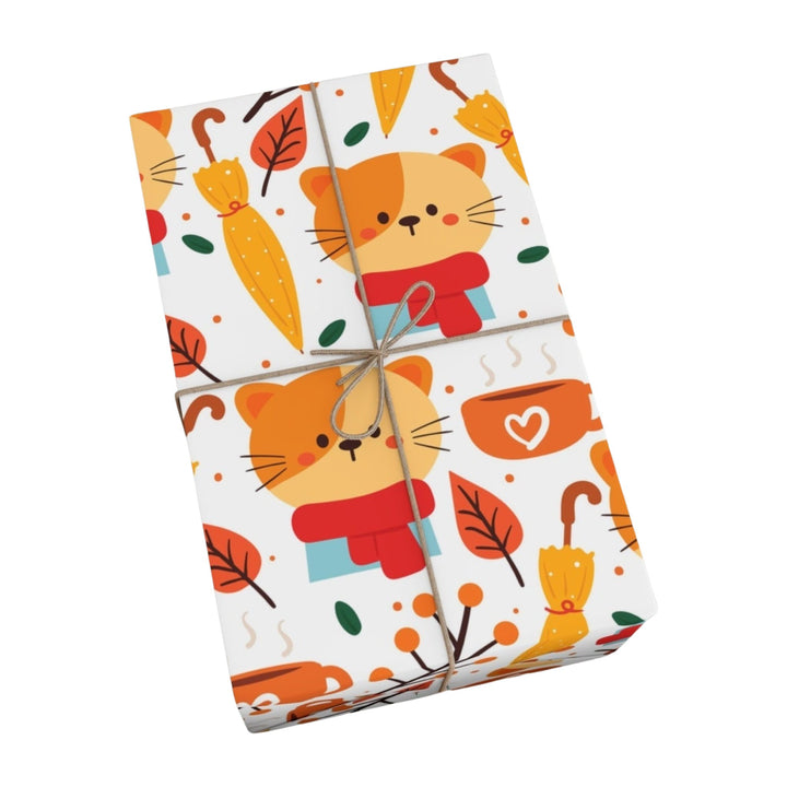 Fall Cat Gift Wrap - Happy Little Kitty