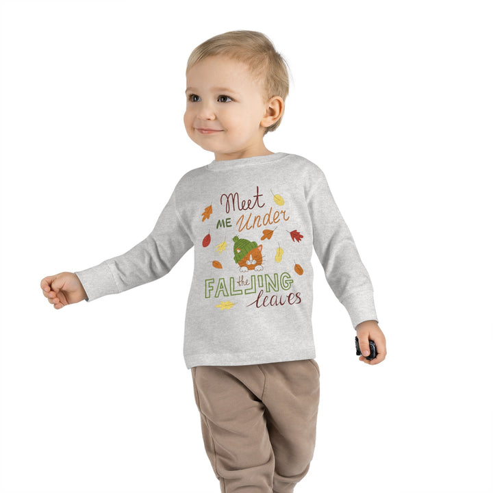 Falling Leaves Kitty Toddler Long Sleeve Tee - Happy Little Kitty