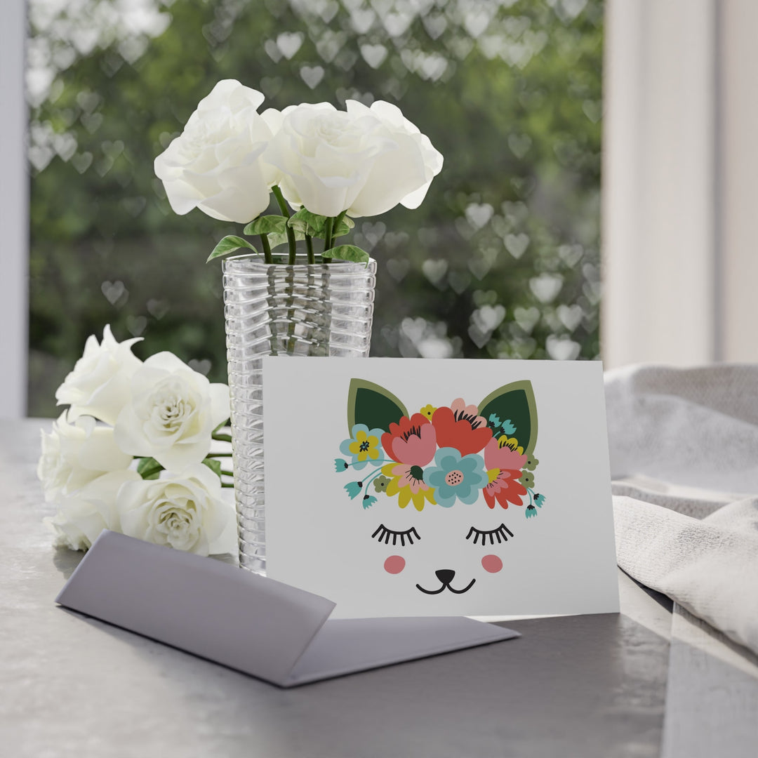 Floral Kitty Greeting Card - Happy Little Kitty