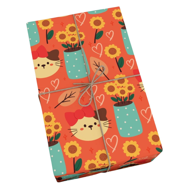 Flower Vase Cat Gift Wrap - Happy Little Kitty