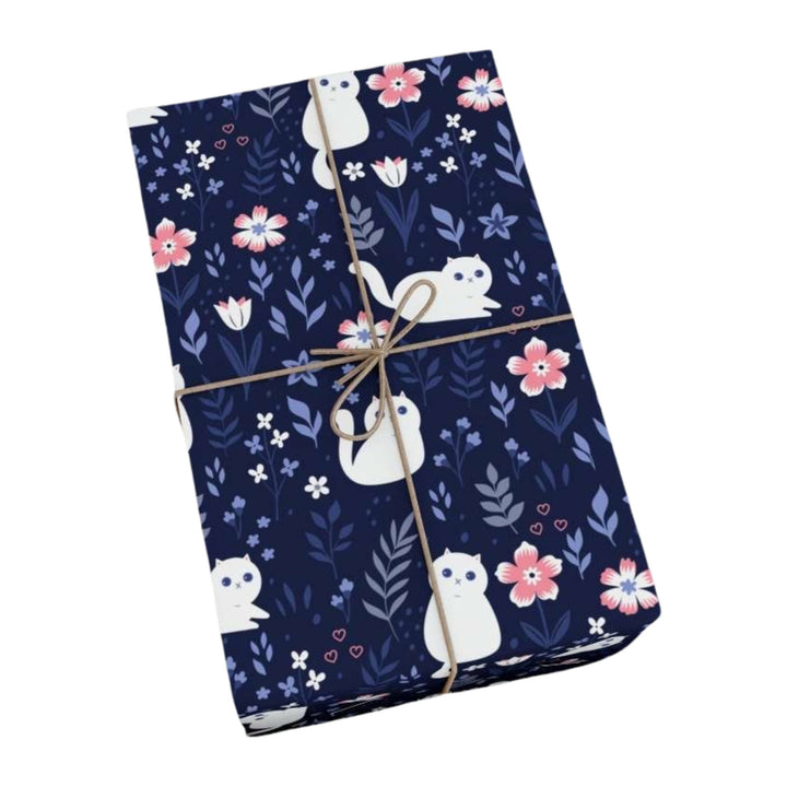 Folk Art Kitty Gift Wrap - Happy Little Kitty