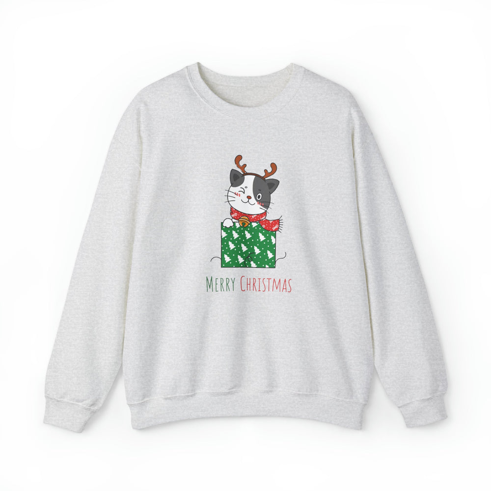Gift Wrapped Cat Crewneck Sweatshirt - Happy Little Kitty