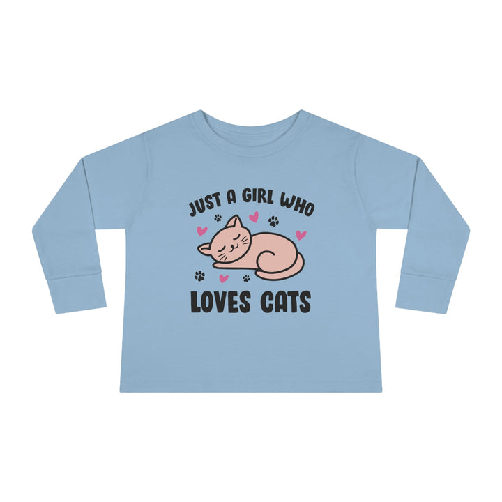 Girl Who Loves Cats Toddler Long Sleeve Tee - Happy Little Kitty