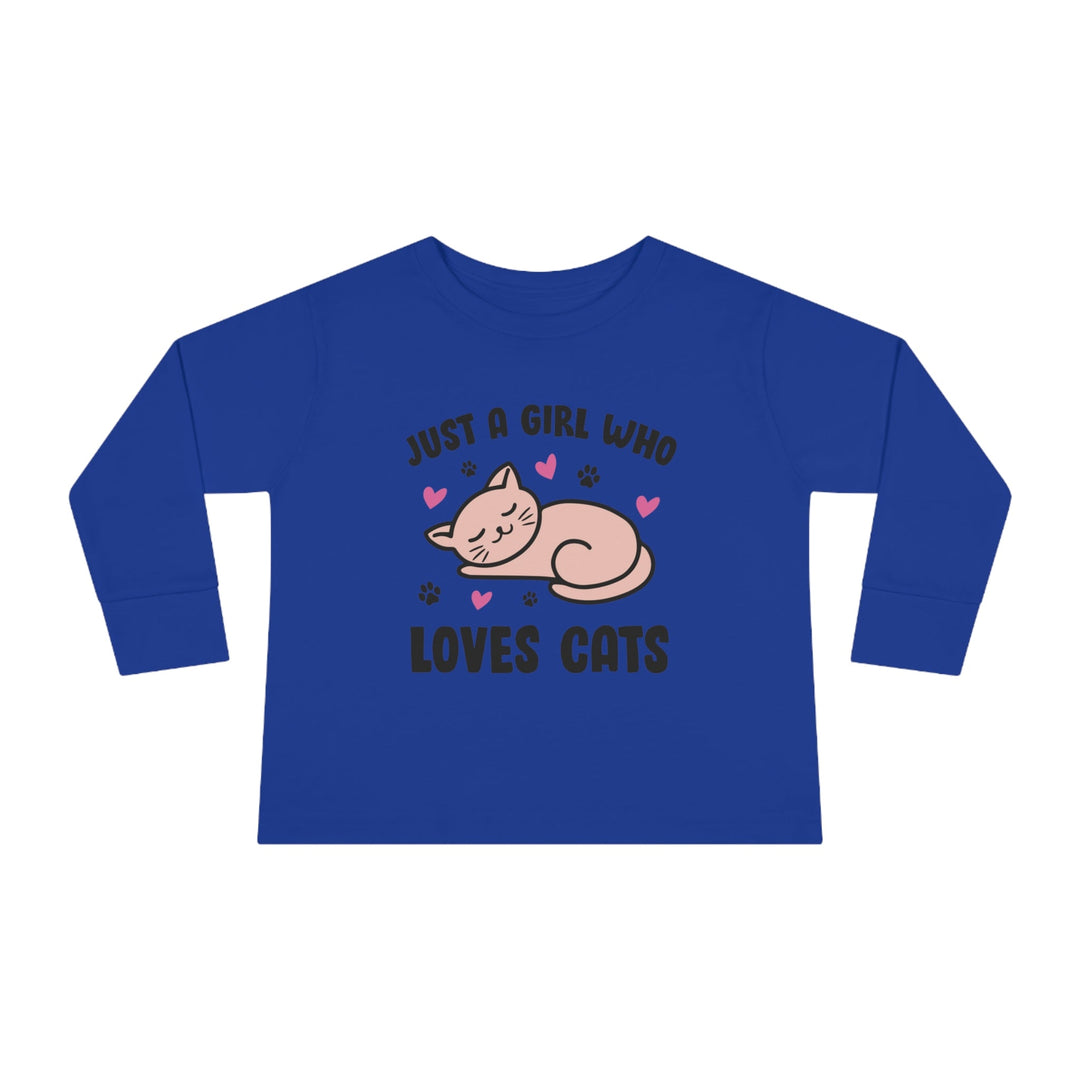 Girl Who Loves Cats Toddler Long Sleeve Tee - Happy Little Kitty