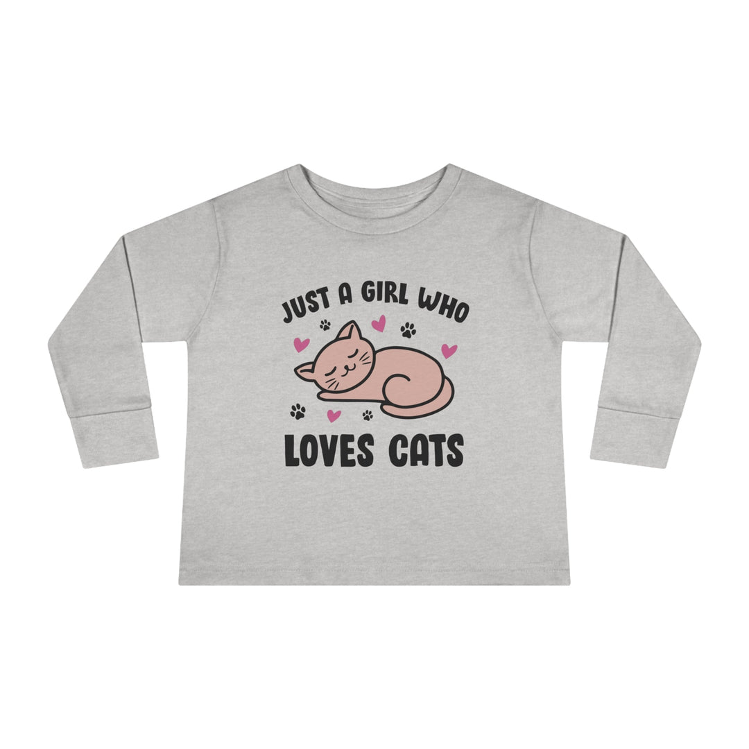 Girl Who Loves Cats Toddler Long Sleeve Tee - Happy Little Kitty