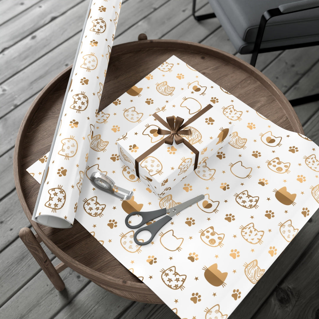 Golden Cat Gift Wrap - Happy Little Kitty