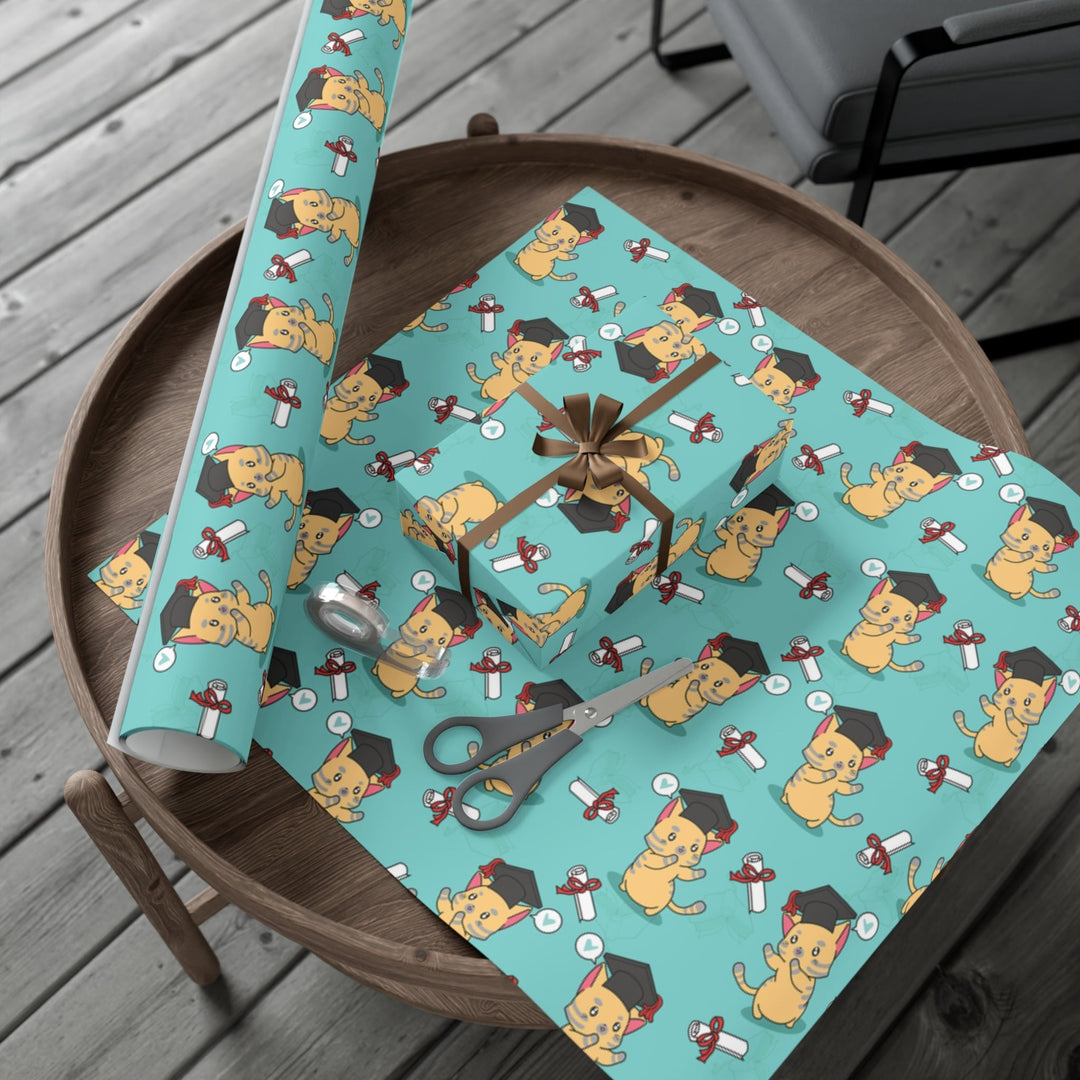 Graduation Cat Gift Wrap - Happy Little Kitty