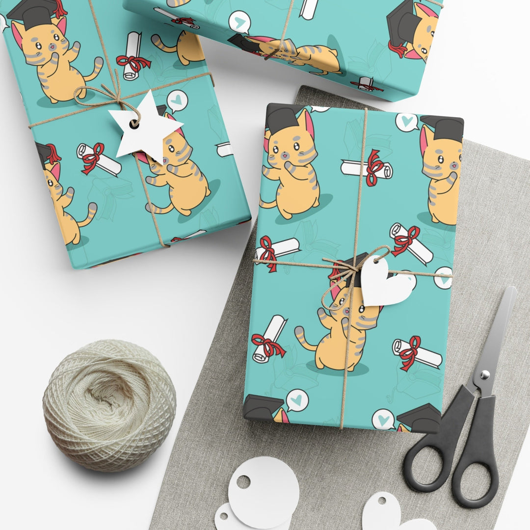 Graduation Cat Gift Wrap - Happy Little Kitty