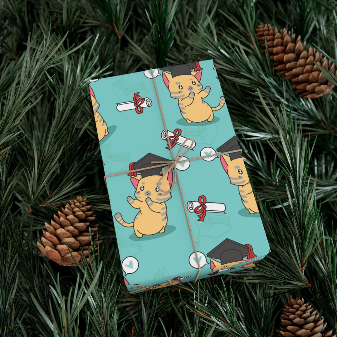 Graduation Cat Gift Wrap - Happy Little Kitty