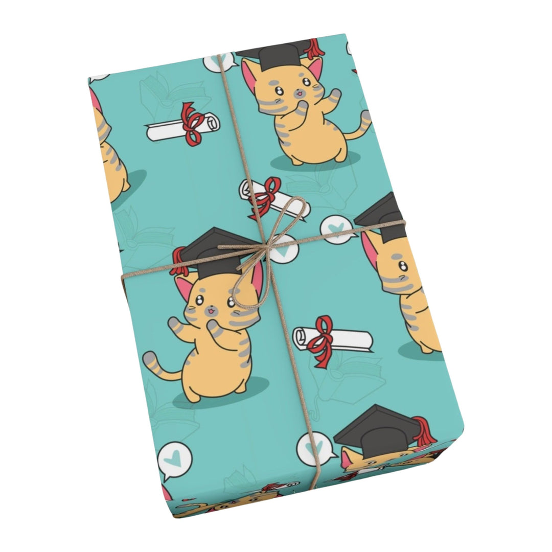 Graduation Cat Gift Wrap - Happy Little Kitty