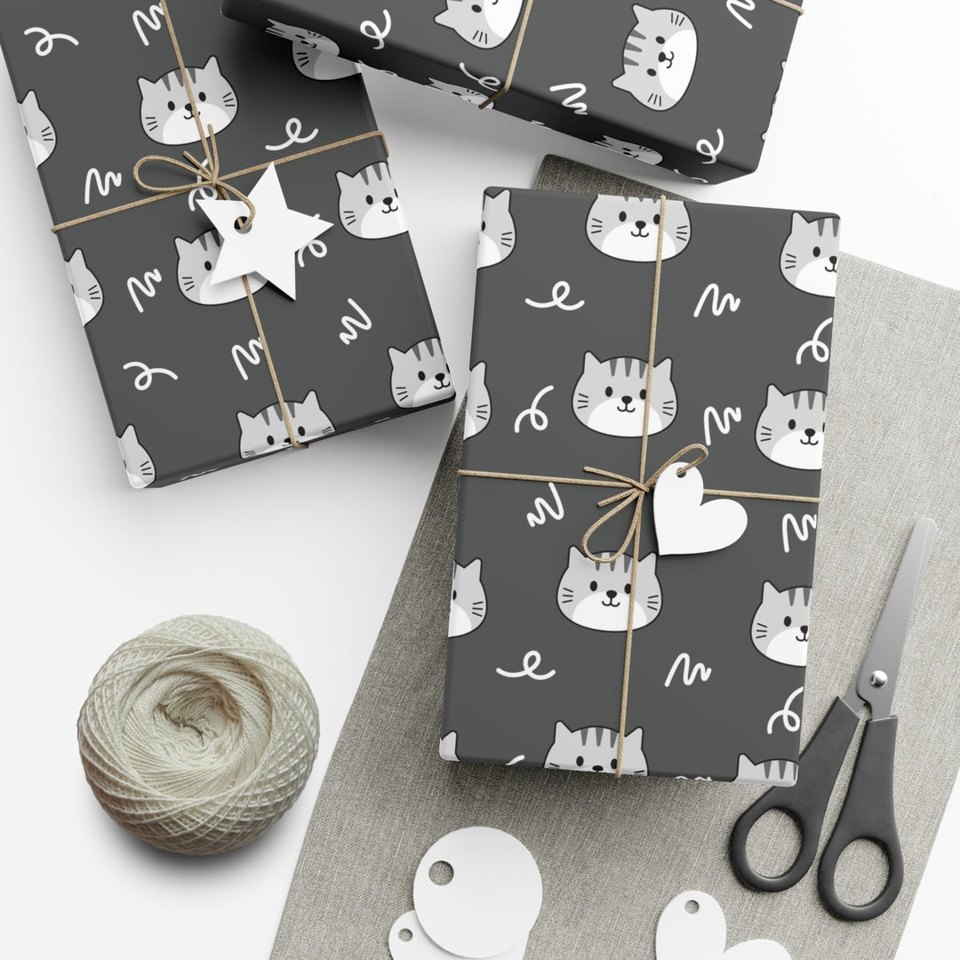 Gray Tabby Gift Wrap - Happy Little Kitty