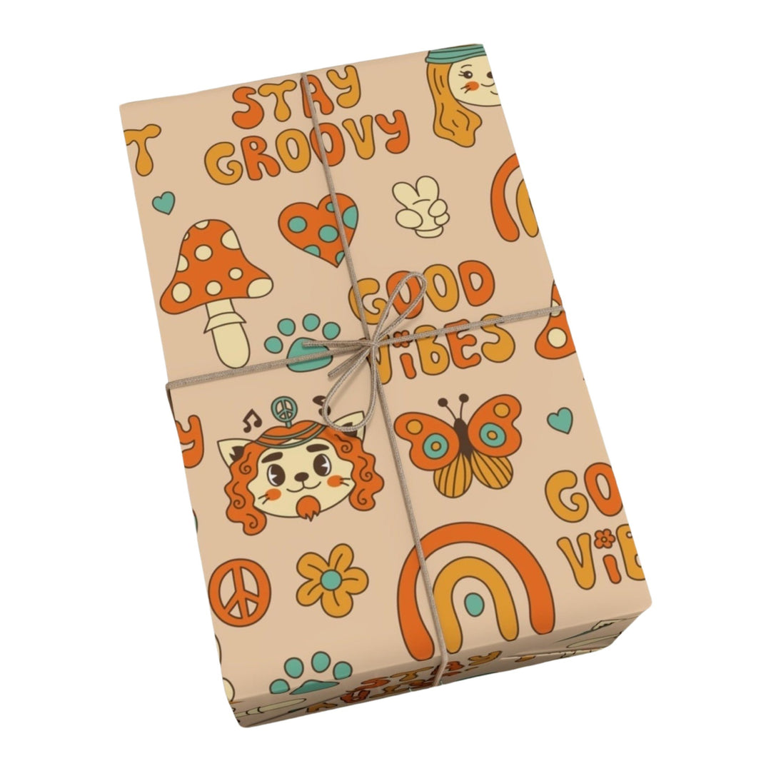 Groovy Cat Gift Wrap - Happy Little Kitty