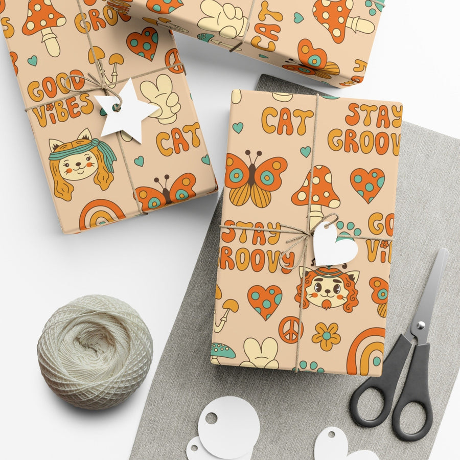 Groovy Cat Gift Wrap - Happy Little Kitty