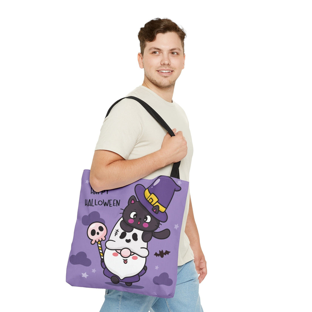 Halloween Cat and Gnome Tote Bag - Happy Little Kitty