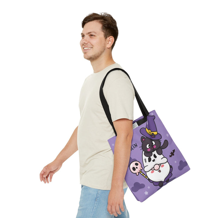 Halloween Cat and Gnome Tote Bag - Happy Little Kitty
