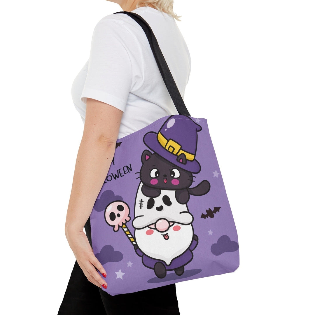 Halloween Cat and Gnome Tote Bag - Happy Little Kitty