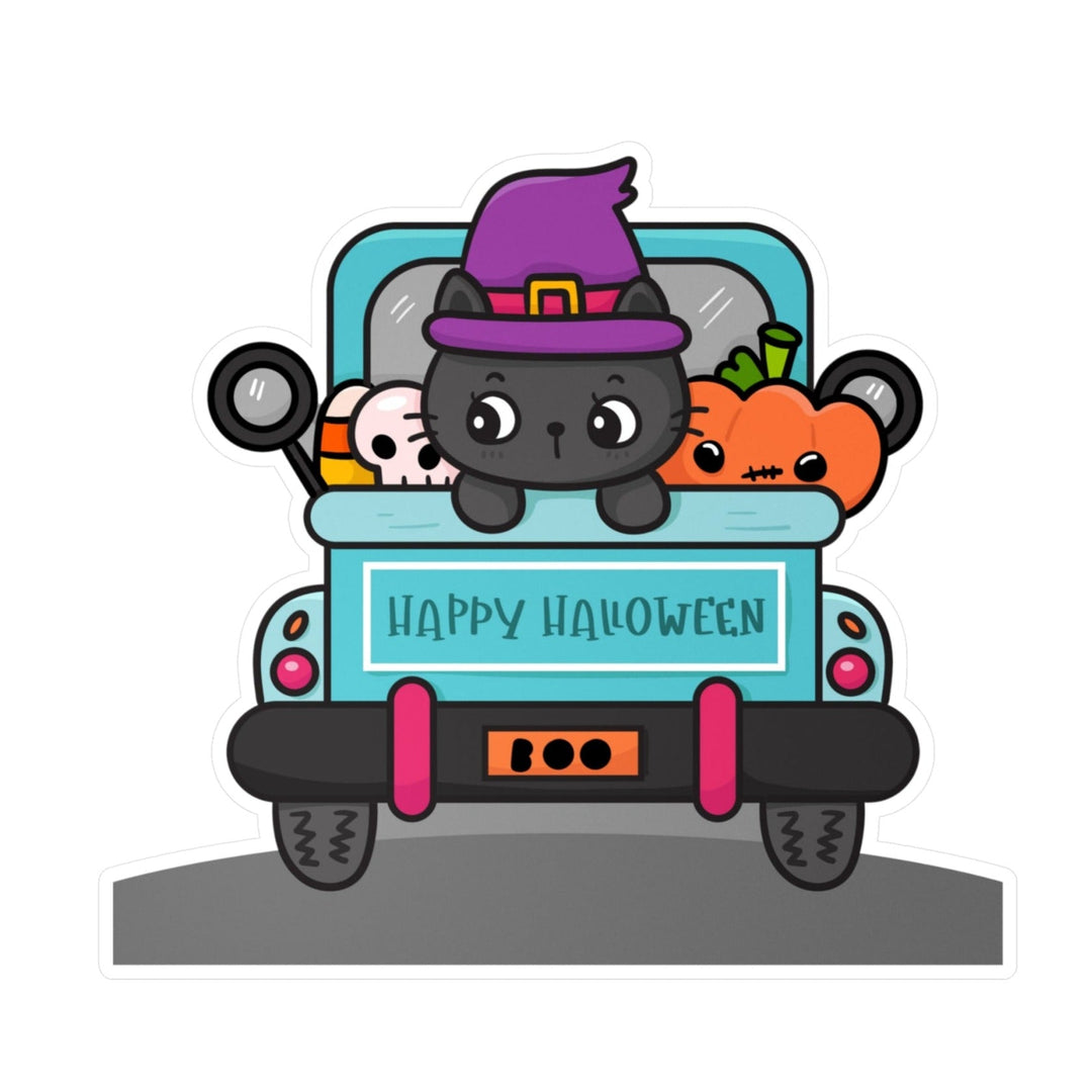 Halloween Cat Pickup Truck Sticker - Happy Little Kitty