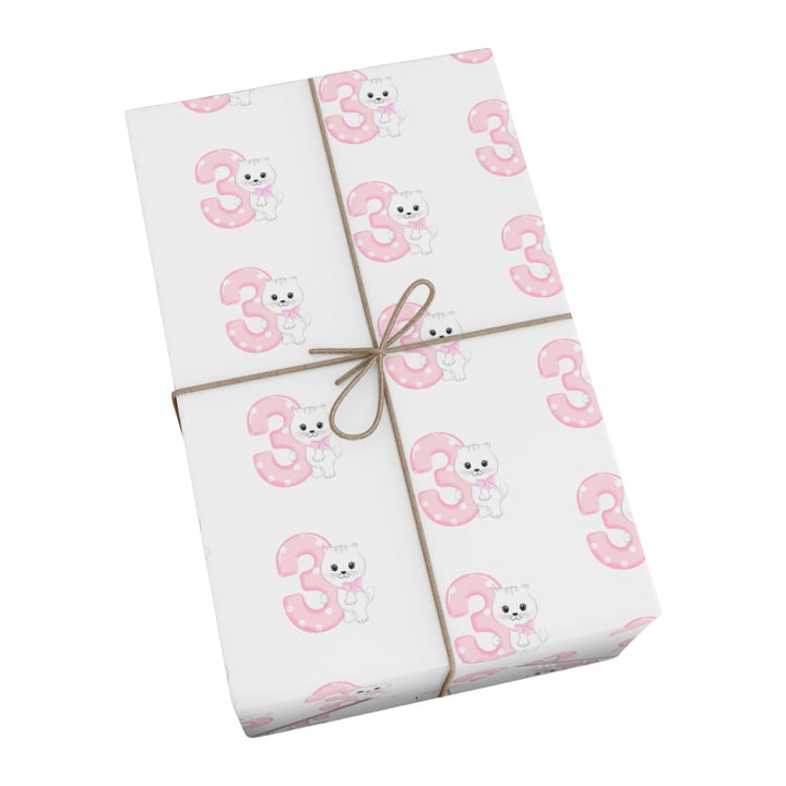 Happy 3rd Birthday Cat Gift Wrap - Happy Little Kitty