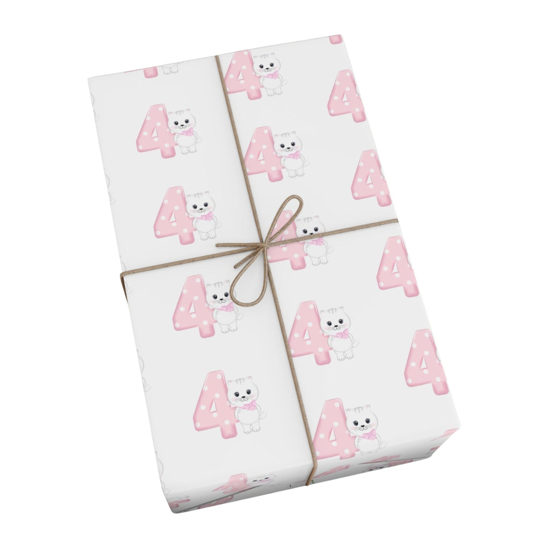 Happy 4th Birthday Cat Gift Wrap - Happy Little Kitty