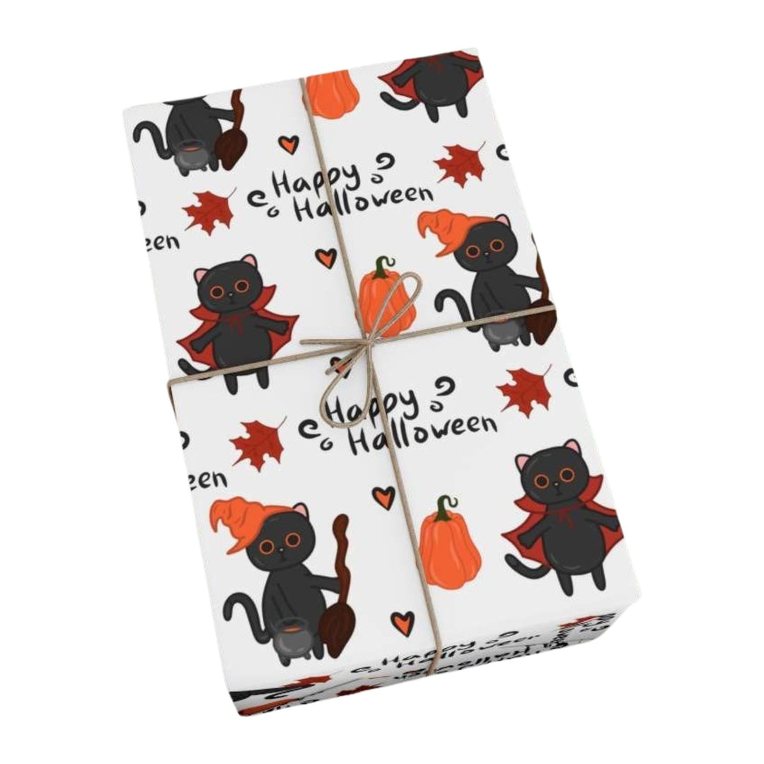 Happy Halloween Black Cat Gift Wrap - Happy Little Kitty