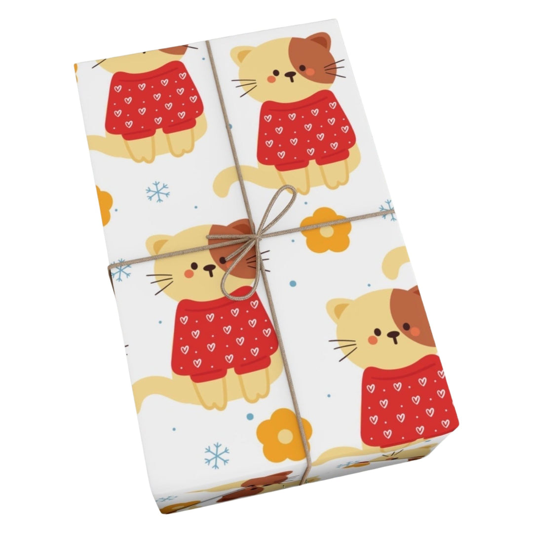 Heart Sweater Cat Gift Wrap - Happy Little Kitty