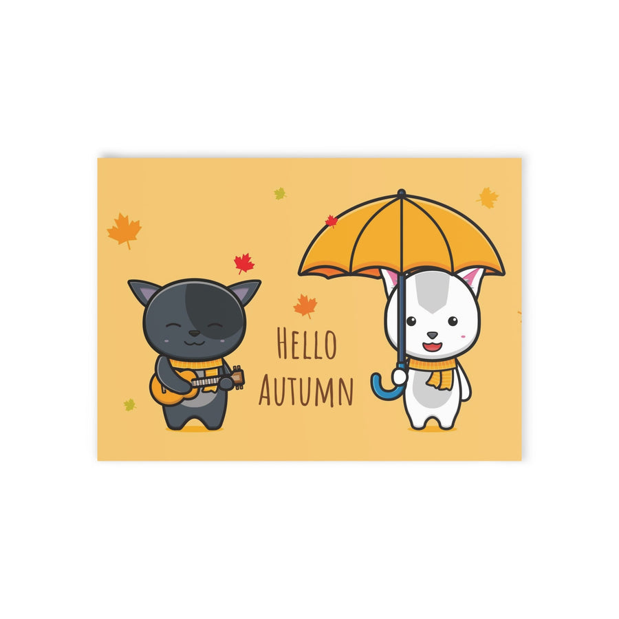 Hello Autumn Greeting Card - Happy Little Kitty