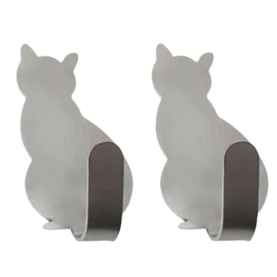 Hold Your Kitties! Adhesive Cat Hooks- Silver - Happy Little Kitty