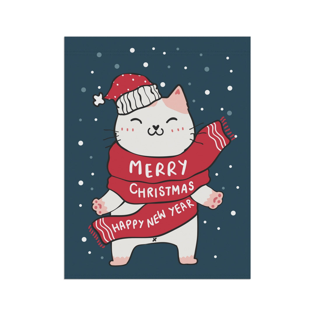 Holiday Greetings Cat Garden & House Banner - Happy Little Kitty