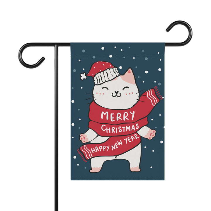 Holiday Greetings Cat Garden & House Banner - Happy Little Kitty